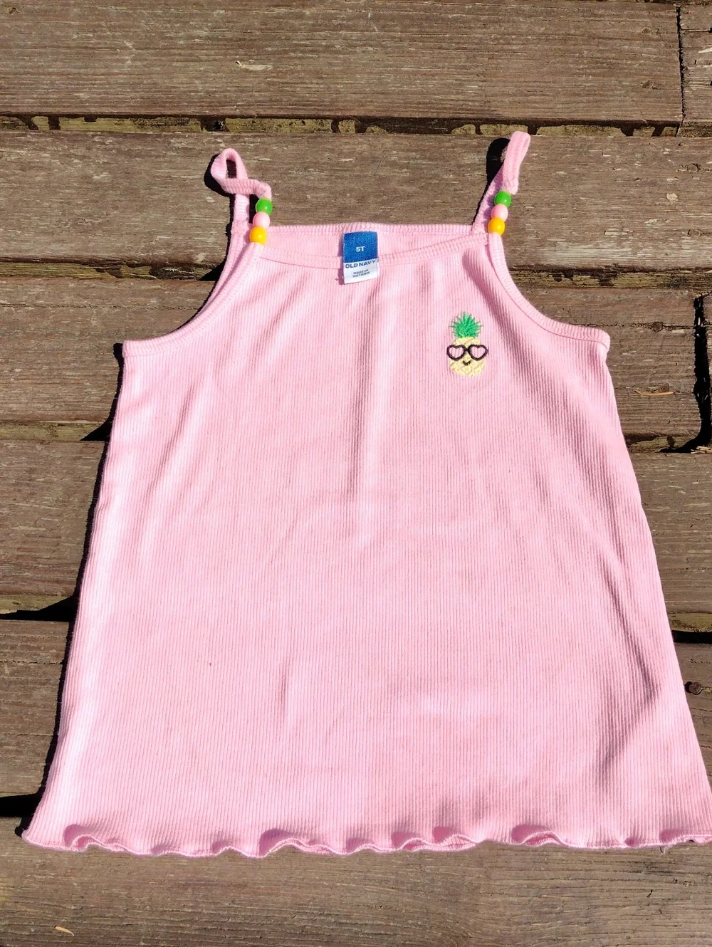 Old Navy,Set Of 3, Size5T,Girls' Pink & Navy Floral & Strawberry Tank Tops -